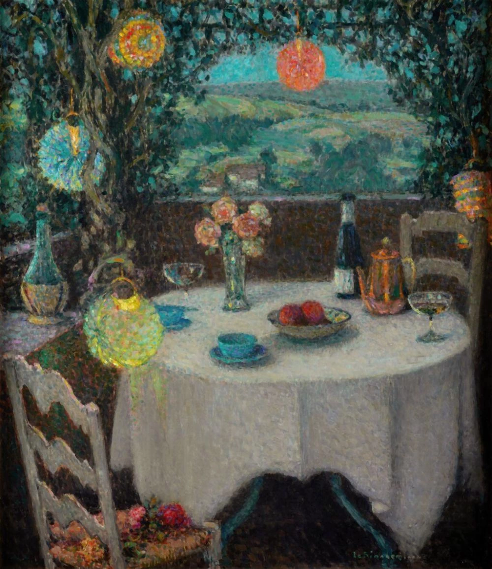 Henri Le Sidaner - 119, Il tavolo sotto il pergolato